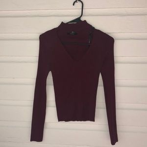 Forever 21 Maroon long sleeve top with cool neck M